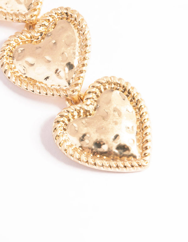 Gold Multi Heart Drop Earrings