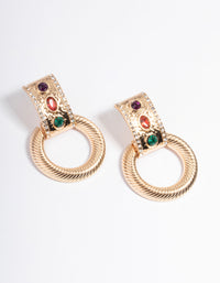 Gold Gem Door Knocker Earrings - link has visual effect only