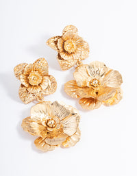 Gold Duo Flower Drop Earrings - link has visual effect only