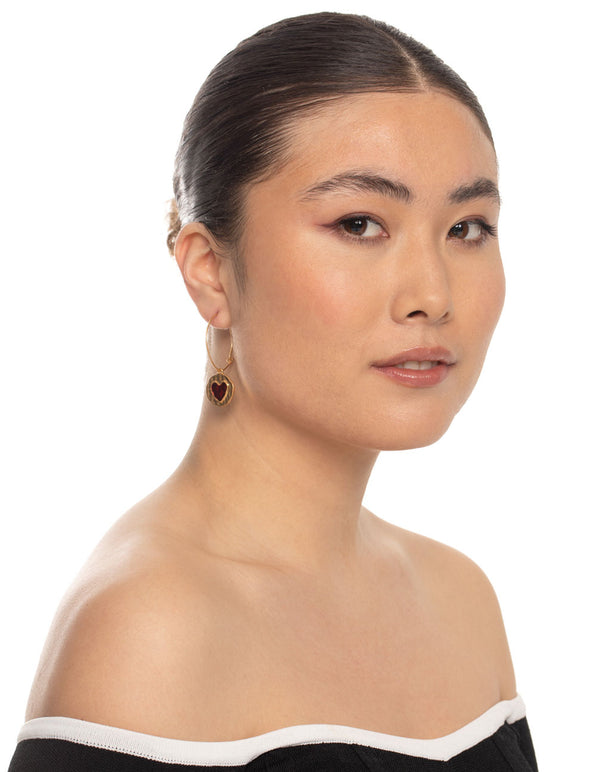 Gold Mini Heart Drop Earrings