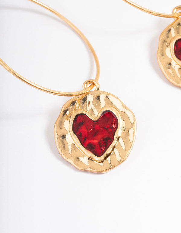 Gold Mini Heart Drop Earrings