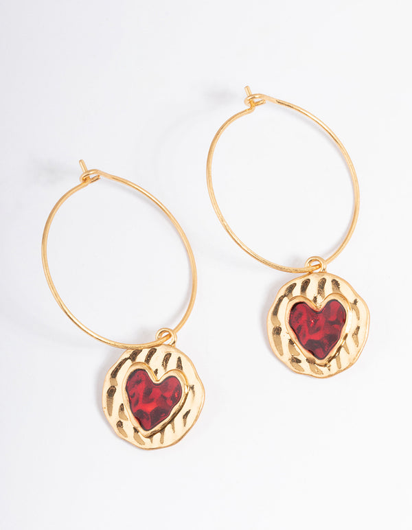 Gold Mini Heart Drop Earrings