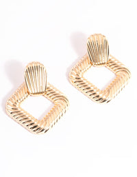 Gold Curved Drop Earrings - link has visual effect only