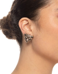 Gold Leopard Diamante Stud Earrings - link has visual effect only