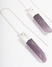 Silver Plated Amethyst Irregular Thread Earring - link has visual effect only