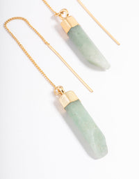 Gold Plated Green Aventurine Irregular Thread Earring - link has visual effect only