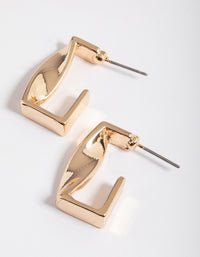 Gold Square Twist Hoop Earrings - link has visual effect only