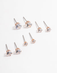 Rose Gold Plated Cubic Zirconia Ascending Earring 8-Pack - link has visual effect only