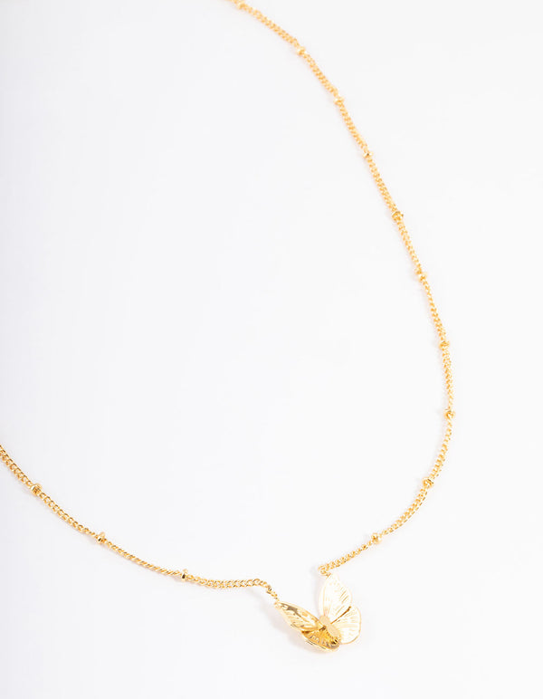 Gold Plated Detail Butterfly Necklace