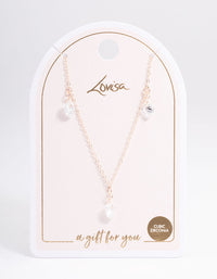 Rose Gold Cubic Zirconia Heart Droplet Necklace - link has visual effect only