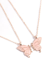 Rose Gold Best Friend Butterfly Necklace Pack - link has visual effect only
