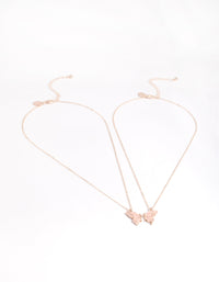 Rose Gold Best Friend Butterfly Necklace Pack - link has visual effect only