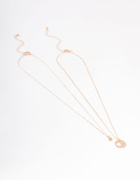Rose Gold Heart Disc Cut Out Necklace Pack - link has visual effect only