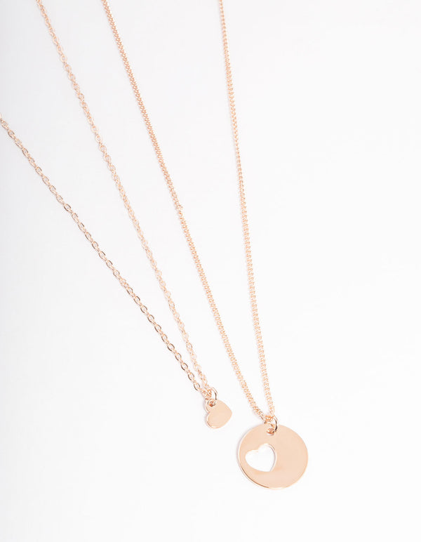 Rose Gold Heart Disc Cut Out Necklace Pack