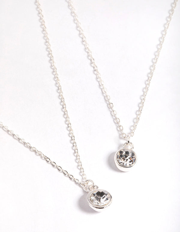 Silver Classic Diamante Necklace Pack