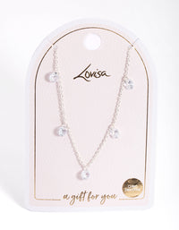 Silver Cubic Zirconia Droplet Necklace - link has visual effect only