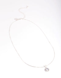 Silver Pretty Diamante Pendant Necklace - link has visual effect only