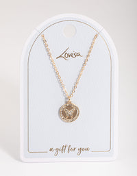 Gold Circle Diamante Butterfly Necklace - link has visual effect only