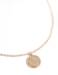 Gold Circle Diamante Butterfly Necklace - link has visual effect only