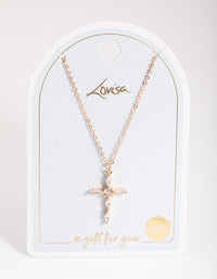 Gold Classic Diamante Cross Necklace - link has visual effect only