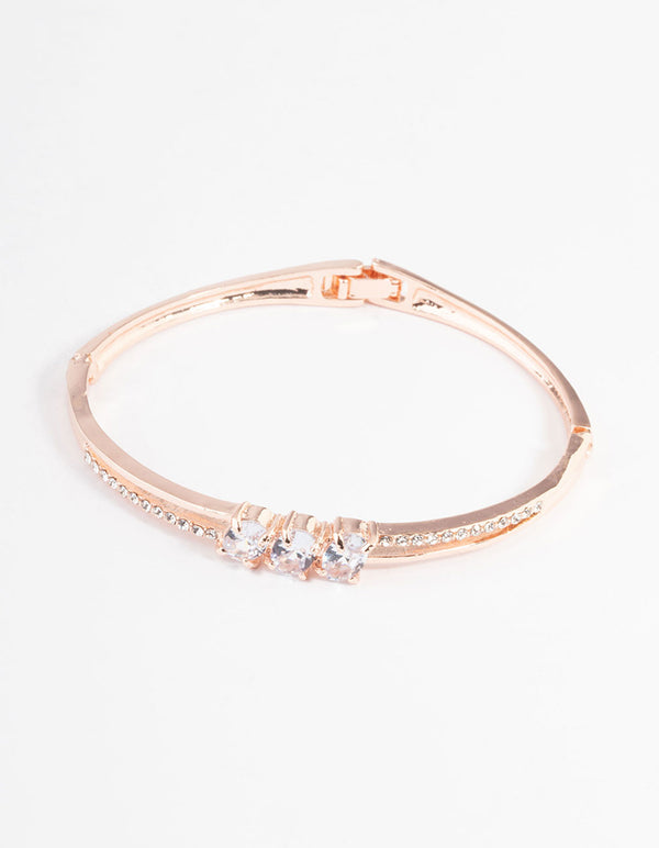 Rose Gold Oval Stone Diamante Bracelet