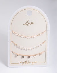 Rose Gold Disc, Pearl & Heart Bracelet Pack - link has visual effect only