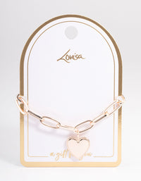 Rose Gold Chunky Pressed Heart Bracelet - link has visual effect only