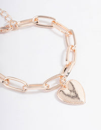 Rose Gold Chunky Pressed Heart Bracelet - link has visual effect only
