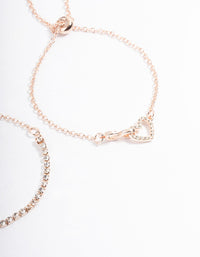 Rose Gold Cupchain Diamante Heart Bracelet Pack - link has visual effect only