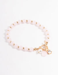 Gold Pearl & Diamante Beaded Bracelet - link has visual effect only