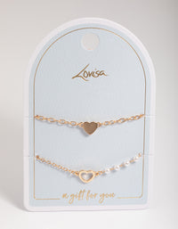 Gold Open Heart & Pearl Bracelet Pack - link has visual effect only