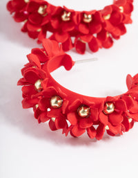 Red Cluster Flower Hoop Earrings - link has visual effect only