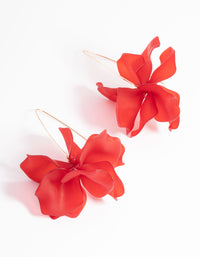 Red Frosted Flower Drop Earrings - link has visual effect only