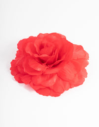 Red Fabric Large Flower Corsage Clip - link has visual effect only
