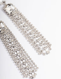 Rhodium Statement Diamante Cupchain Drop Earrings - link has visual effect only