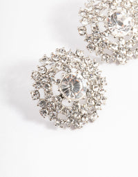 Rhodium Statement Grand Diamante Stud Earrings - link has visual effect only