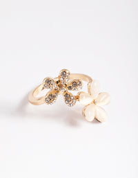 Gold Diamante & Cateye Flower Ring - link has visual effect only