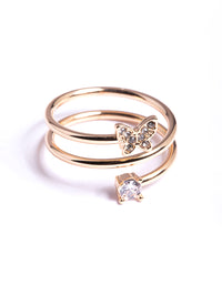 Gold Mini Butterfly Wrap Ring - link has visual effect only