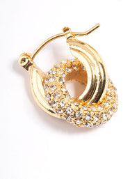 Gold Plated Diamante Linked Hoop Earrings - link has visual effect only