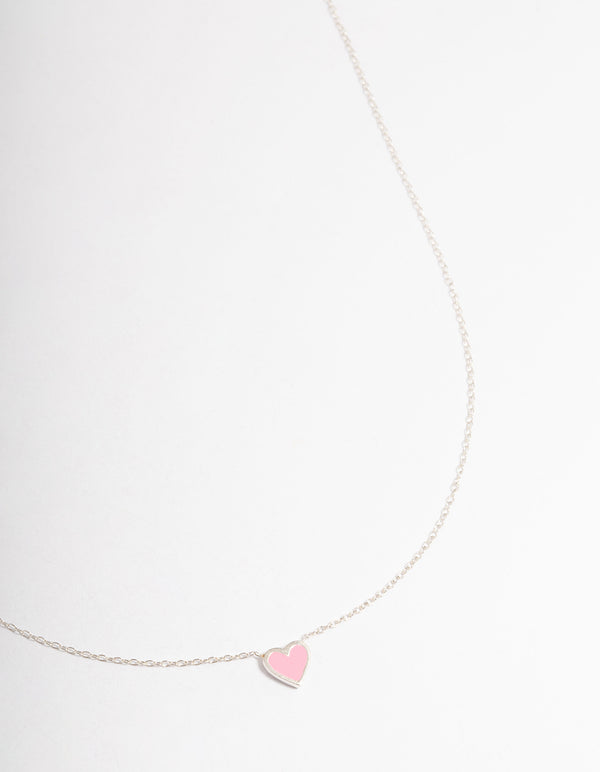 Sterling Silver Enamel Heart Pendant Necklace