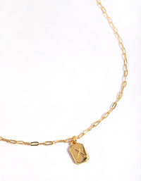 Letter G Gold Plated Rectangle Pendant Initial Necklace - link has visual effect only
