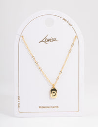 Letter D Gold Plated Rectangle Pendant Initial Necklace - link has visual effect only