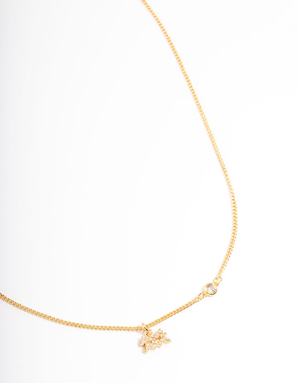 Gold Plated Aquarius Necklace with Cubic Zirconia Pendant