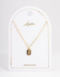 Letter E Gold Plated Rectangle Pendant Initial Necklace - link has visual effect only