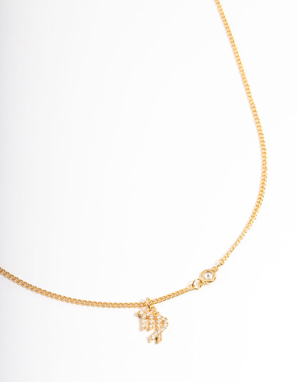 Gold Plated Virgo Necklace with Cubic Zirconia Pendant