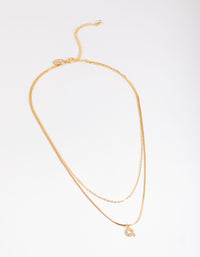 Letter Q Gold Plated Layered Diamante Initial Necklace - link has visual effect only
