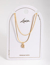 Letter Q Gold Plated Layered Diamante Initial Necklace - link has visual effect only