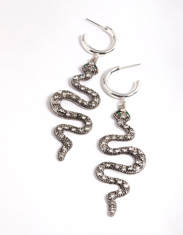 Diamante Snake Hoop Earrings