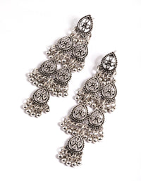 Rhodium Silver Bead Tear Drop Jhumka Earrings - link has visual effect only
