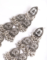 Rhodium Silver Bead Tear Drop Jhumka Earrings - link has visual effect only